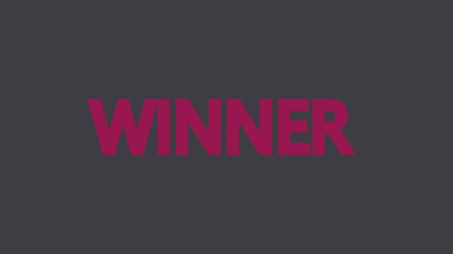Dynamic winner text animation for competitive success and achievement concepts victory champion