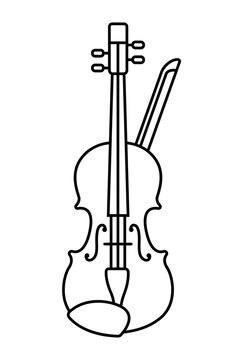 Violin png line art, transparent background