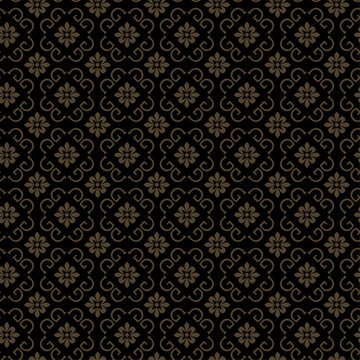 Seamless design with a gold national pattern on a black background