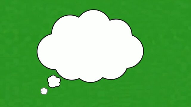 Blank white thought bubble on green screen background, for chroma key, editing speech balloon thinking