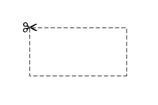 Cut out coupon rectangle shape with scissors icon