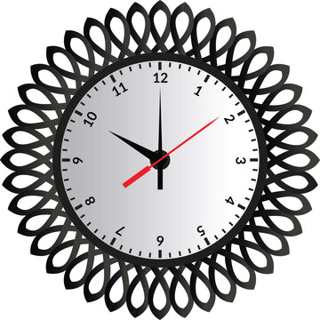 Modern Wall Clock Vector Illustration and Timepiece Icon