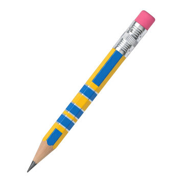 Colorful striped pencil with pink eraser