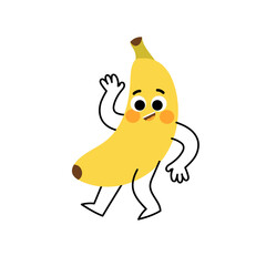 Doodle laughing happy banana character. Simple modern style fruit mascot. Vector illustration isolated on white background. © Sketch Master