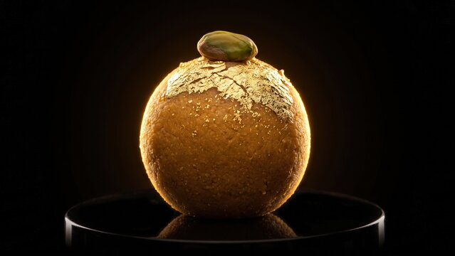 Besan Laddoo Gold Leaf - Luxury Diwali Sweet Food Concept.