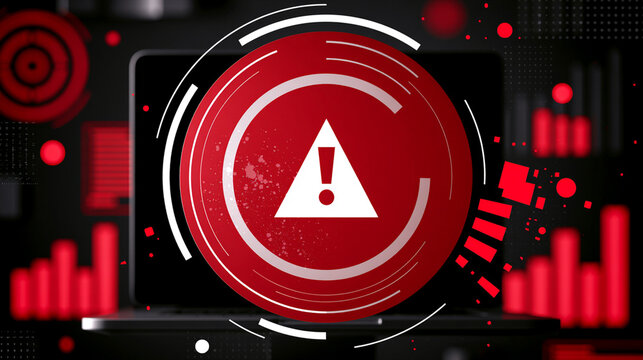 A striking digital illustration showcasing a red alert symbol on a dark background, emphasizing security warnings and the importance of cybersecurity in today's digital environment