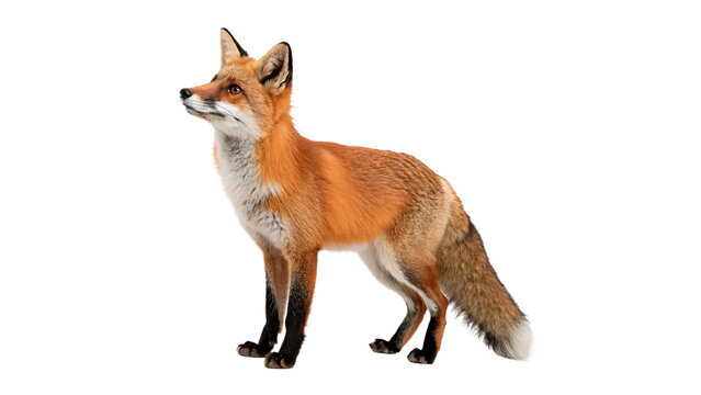 Wild red fox animal standing sideways wildlife isolated on transparent background