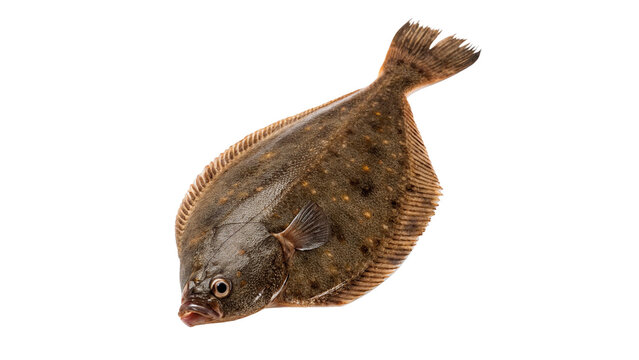 Single raw fresh flounder flatfish seafood isolated on transparent background