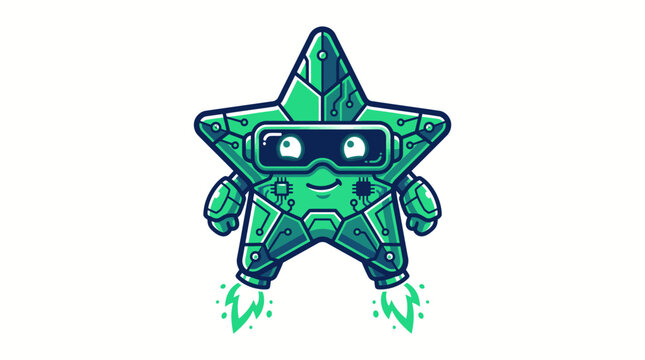 Cute Futuristic Robot Starfish Mascot Character Illustration