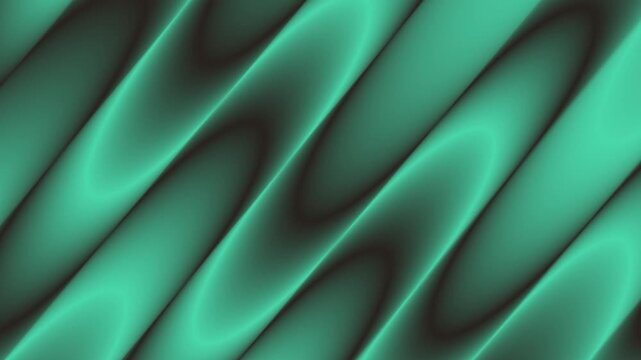Abstract green fluid wavy lines motion background with silky smooth dark gradient folds looping