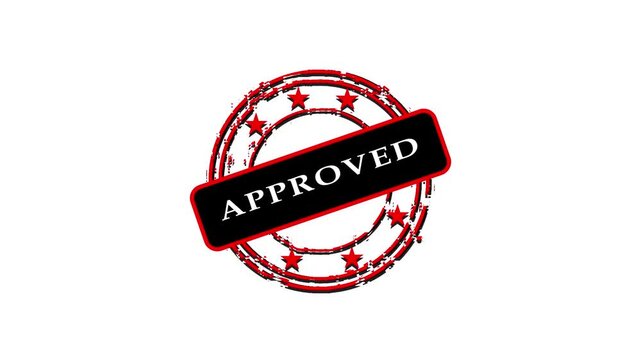 Approved rubber stamp red colour grunge style white green black background