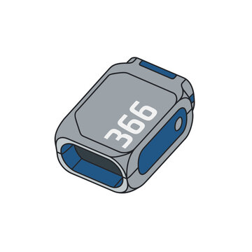 Isolated 3D Model of Gray and Blue Electronic Device with Number 366