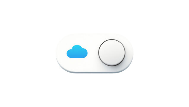 White toggle switch with blue cloud icon, isolated on transparent background