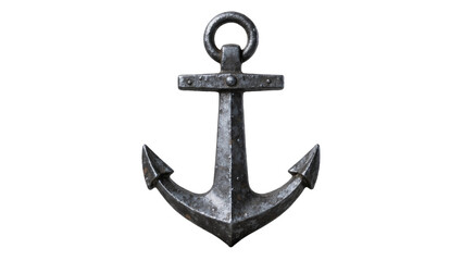 Heavy metal anchor with ring and flukes, isolated on transparent background © pixogram
