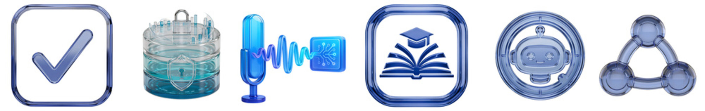 Set of blue business and tech icons