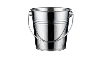 Shiny metal bucket with wire handle, isolated on transparent background © pixogram