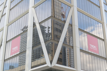 Fototapeta premium exterior of One Bloor West, a mixed-use residential and commercial tower, designed by London firm Foster + Partners, 1 Bloor St W, southwest corner of Yonge St, Toronto