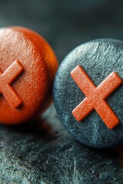 Two buttons with a red X symbol, often used for cancellation or removal. vertical frame