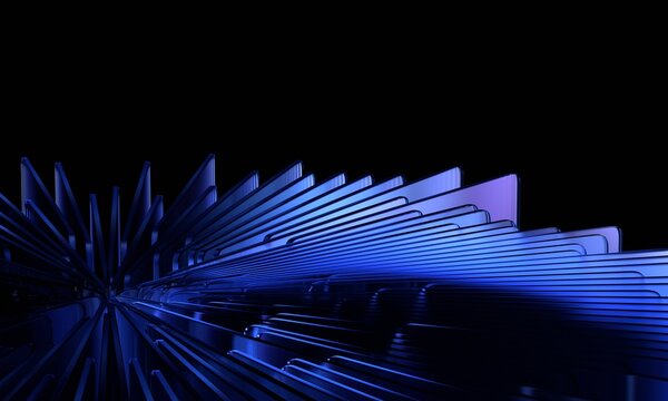 Futuristic glass structure on black background, 3d render	