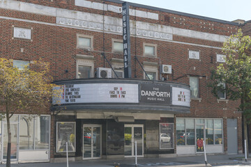 Fototapeta premium exterior building facade and signage of Danforth Music Hall, a live music venue, located at 147 Danforth Av, Toronto