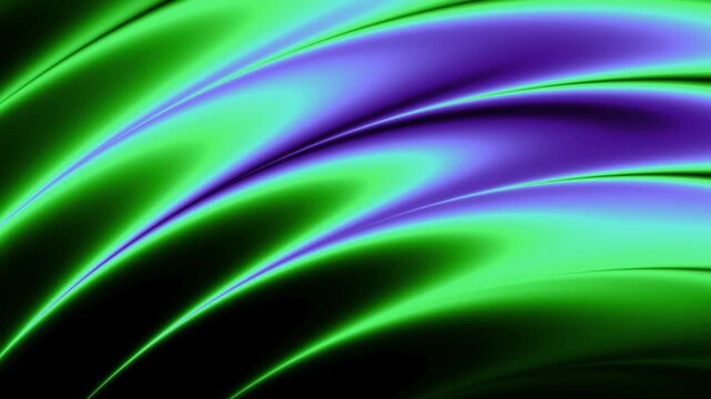 Abstract Glowing Green and Purple Curved Waves Motion Background Video Loop