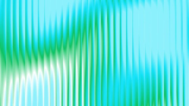 A luminous mint green and bright aqua wave background displaying ribbed glass refraction, smooth fluid vertical movement, and soft gradient light, seamless loop