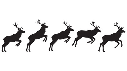 Fototapeta premium Five Deer Silhouettes Running in Sequence
