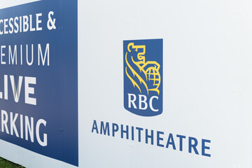 Obraz premium corporate logo and sign of RBC Amphitheatre, a live music venue, located at 909 Lake Shore Blvd W, Ontario Place, Toronto