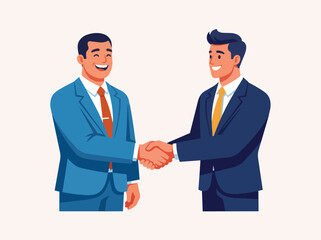 Obraz premium Two businessmen shaking hands happily