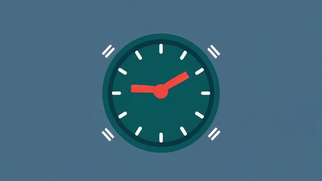 Minimalist animated alarm clock icon on dark blue background