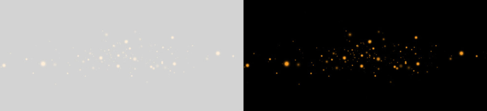 Stardust golden shimmer with glitter particles, bright stars and soft glowing illumination, luxurious fantasy effect isolated on transparent background for celebration artwork