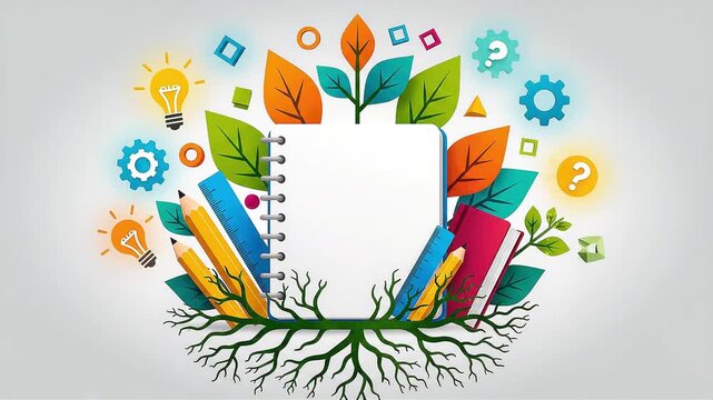 Minimalist spiral notebook icon animation