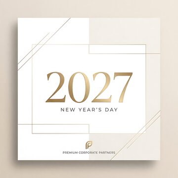 Golden typography celebrating the new year twenty twenty seven corporate concept