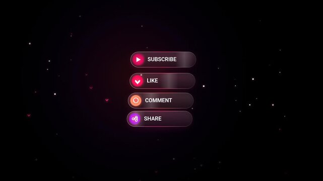 Premium social media engagement button set with subscribe like comment and share icons interface internet web online icon interface internet web online icon