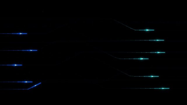 Abstract digital technology background with glowing blue light streaks