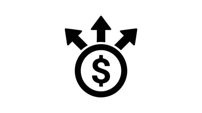Vector illustration of dollar sign with arrows icon on a transparent background