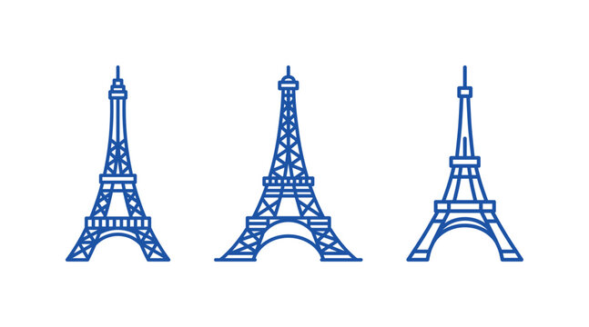 vector set logo icons of eiffel tower - france