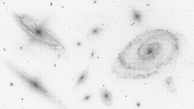 Abstract galaxy pattern created with black halftone dots on a clean white background design element