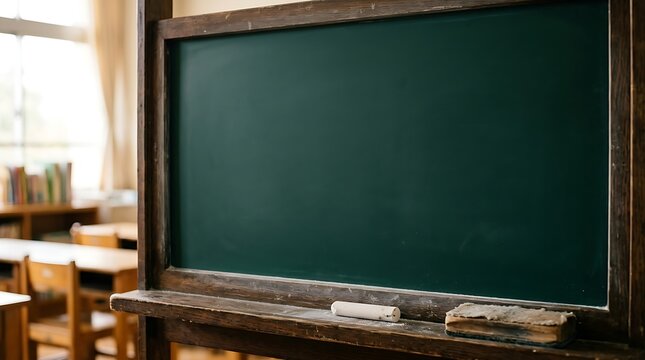 Old crt tv showing green screen in classroom