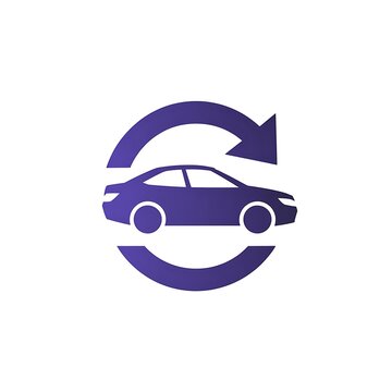 Purple car icon with circular arrows representing exchange