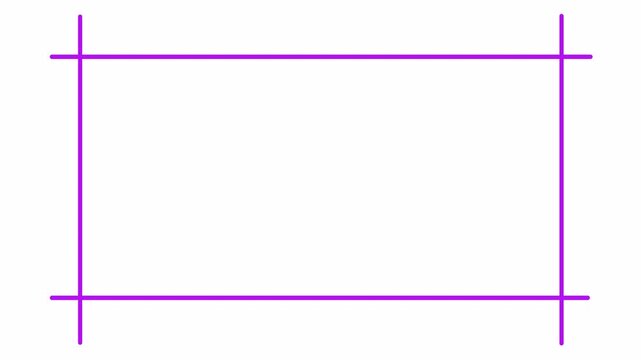 Border Frame Animation, A simple minimalist rectangular frame composed of thin lines on transparent background creating a clean and stark visual border for placement in 4K, Thin Line Rectangle Frame