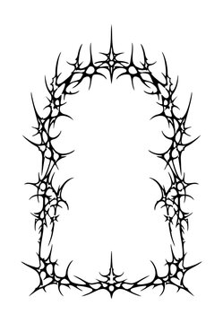 Cyber-Sigilism Symmetrical Spiky Arch Frame Vector for Y2K Streetwear