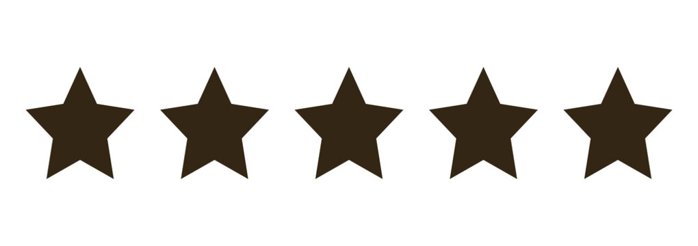 Empty five star rating scale with zero filled elements on transparent background
