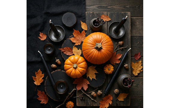 halloween pumpkins on black background