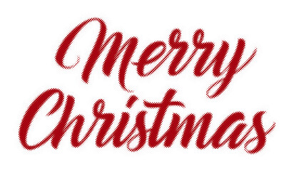Merry Christmas calligraphy text with a red halftone dot pattern effect isolated on a transparent background transparent background © AbstractZone