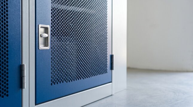 Close view of a ventilated battery locker bay