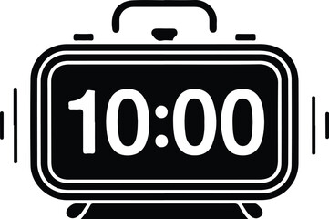 Naklejka premium Black digital alarm clock icon showing time