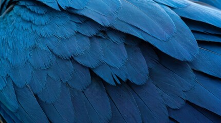 Obraz premium Close-up of vibrant blue macaw feathers showcasing intricate natural patterns and rich texture