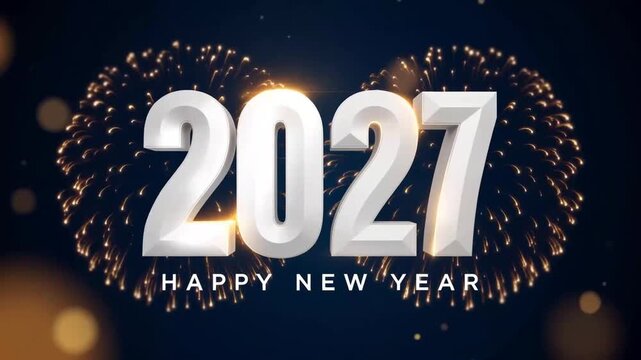 2027 happy new year celebration background, dark theme