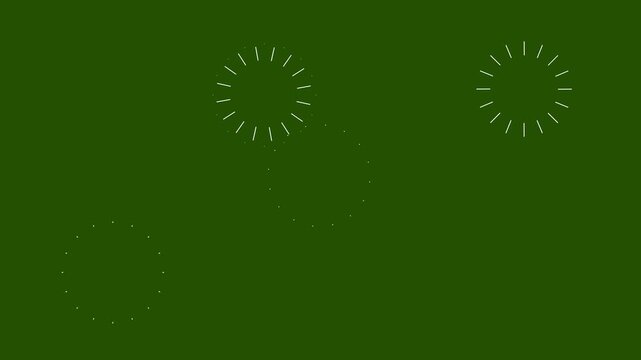 Fireworks Circle Line Burst Green Screen Background Flat Vector Doodle Style Random Explosion Pop Up Line Animation Modern Firework Blast Motion 4K Video